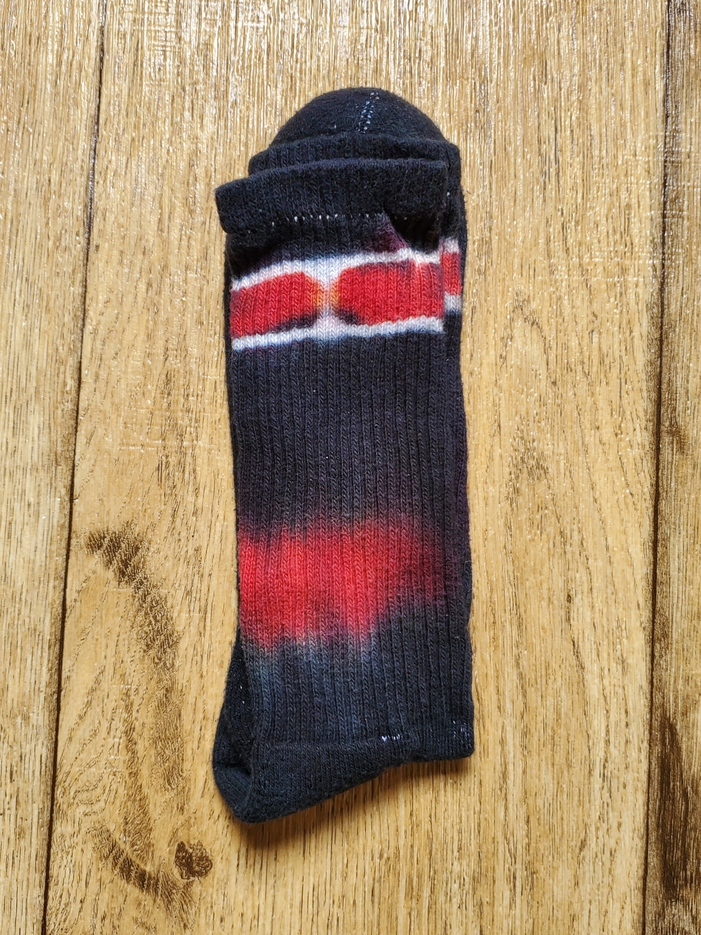 Gildan Black and Red Tie-Dye Crew Sock - Men